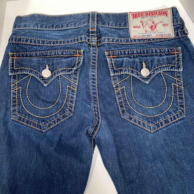 True Religion Mens Joey Big T Jeans 36x26 Blue Denim Dark Boot Cut World Tour C True Religion Mens Joey Big T Jeans 36x26 Blue Denim Dark Boot Cut World Tour C