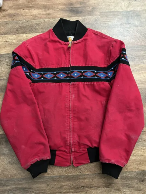 Vintage Carhartt Santa Fe jacket Aztec Navajo southwest red w/ corduroy collar M
