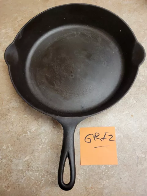 Griswold #9 large logo skillet, W heat ring heavy pitting, may be a slant logo