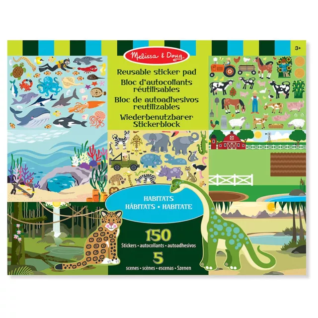 Melissa & Doug Réutilisable Tampon Autocollant - Habitats 150 5 Scènes 3+