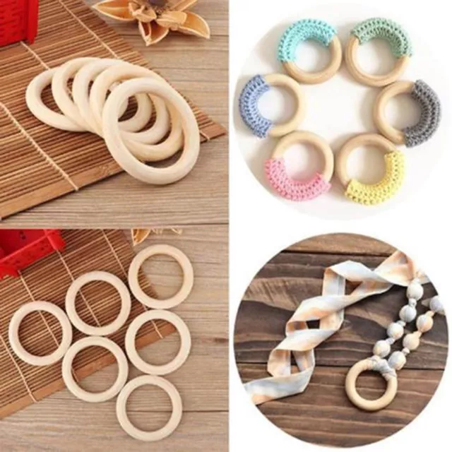 20pcs Baby Newborn Natural Round Wood Teething Ring Wooden Teether Toy DIY Gift