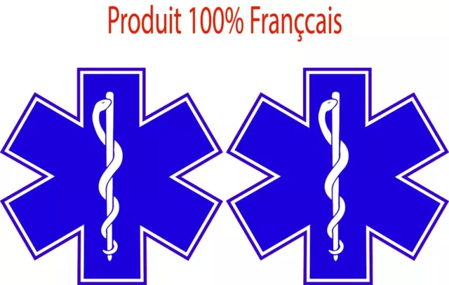 LOT DE 2 Stickers Adhésif Autocollants Ambulancier pour véhicule 20cm de diam