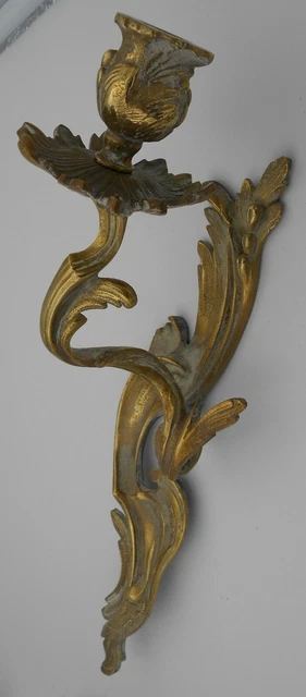 Ancienne Applique Murale En Bronze Style Louis Xv Decor Feuillage