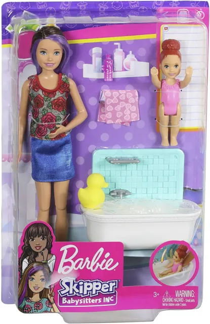 Barbie Skipper Babysitters Inc. Bath Time Playset with Toddler Doll & Bathtub