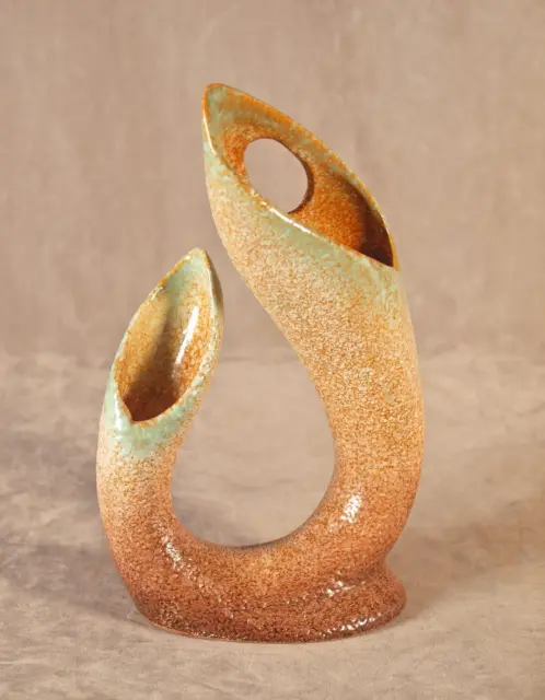Vase, sculptural organic shape lava-like glaze, Germany