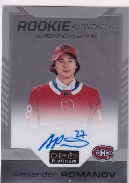 20/21 Opc Platinum Alexander Romanov Rc Sp Rookie Autograph Auto