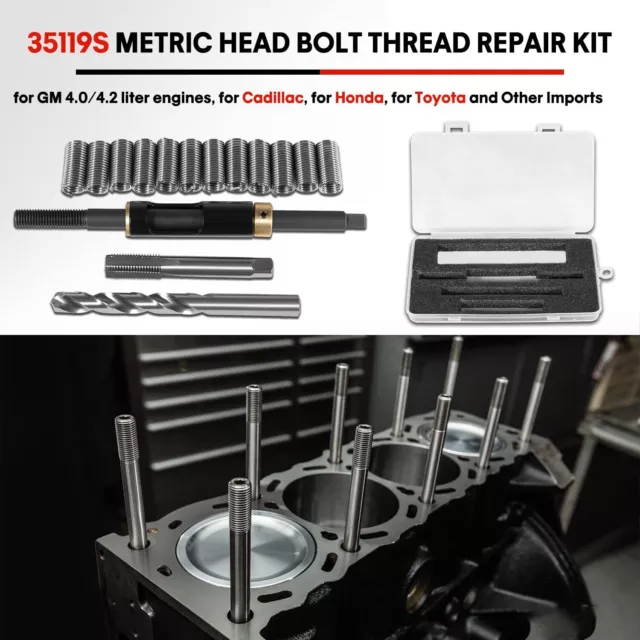 35119S Metric Head Bolt Thread Repair Kit M11 x 1.5 for Cadillac, Honda, Toyota 2