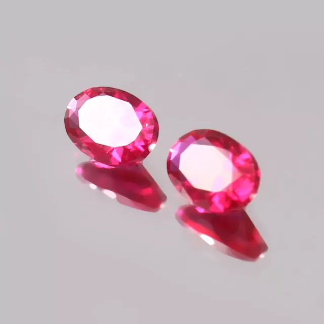 Extremely Fine 6x4 MM Natural Flawless Burma Ruby Loose Oval Gemstone Cut Pair