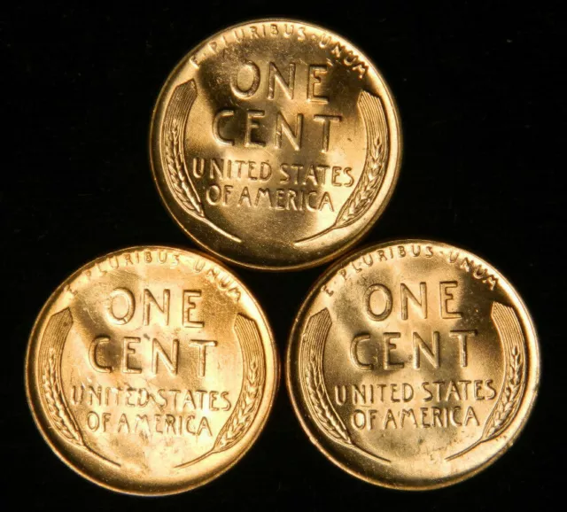 BU Wheat Cent Penny 3 Coin Set Estate Lot, Choose How Many!