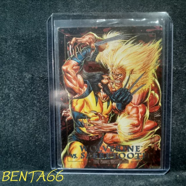 1992 Marvel Masterpieces Series 1 🔥 Wolverine vs Sabretooth Battle Spectra Etch