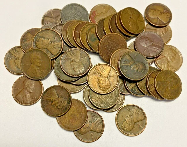 1928-S  Lincoln Wheat Cent Cull/AG Roll   50 Coins!  Better Date
