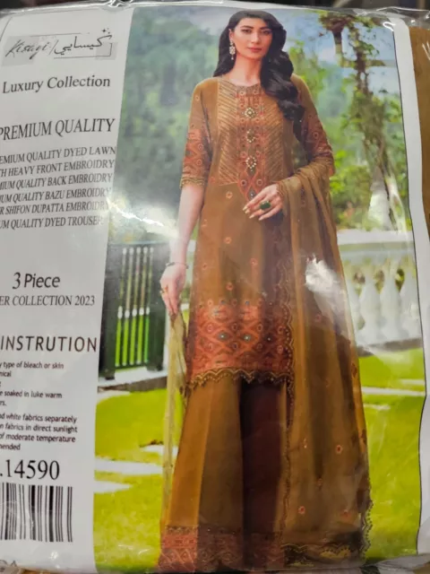 Kisayi abito di design senza cuciture donna pakistana 3 pezzi completo ricamato 2