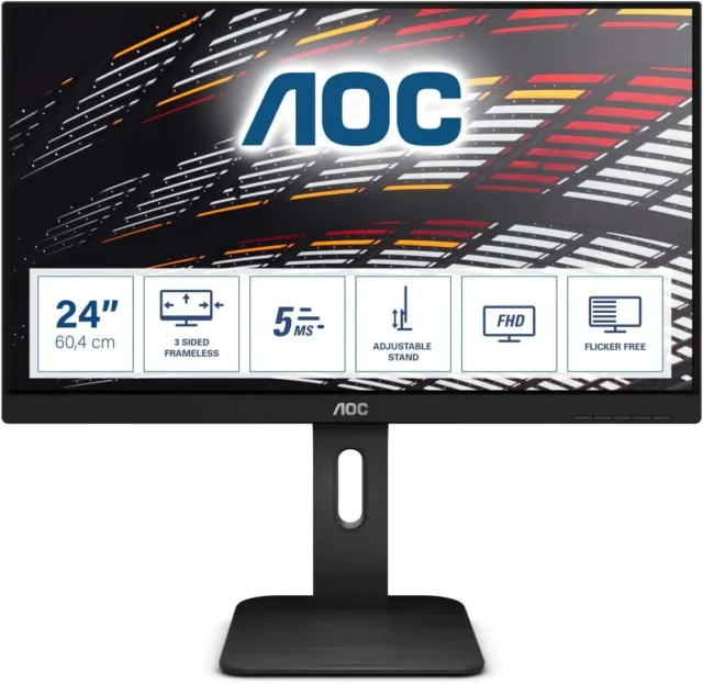 AOC 24P1 24" FHD Monitor 60Hz 5ms IPS Speakers Height Adjust