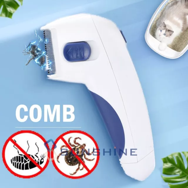 Electric Flea Comb For Pets Dog Cat Cleaning Brush Lice Remover Control ON/OFF