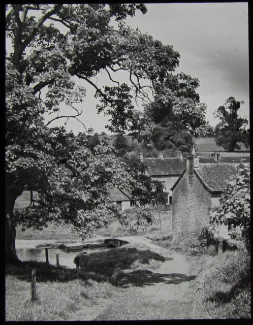 Glass Magic Lantern Slide FORD AT UPPER SLAUGHTER C1910 PHOTO COTSWOLDS