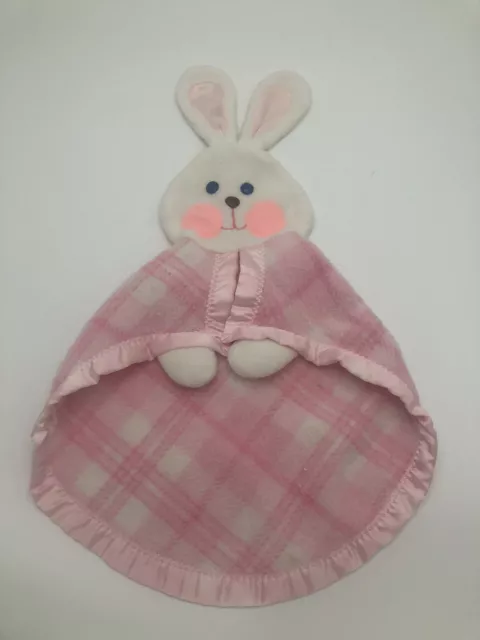 Vintage Fisher Price Pink Plaid Rabbit Bunny Lovey Blanket 1979 442 443