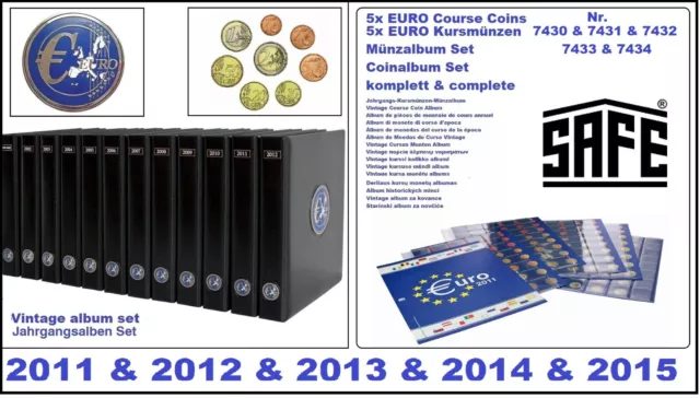 EURO Vintage Moneta album Set 5x 2011-2015 Set di monete Foglio prestampato Safe