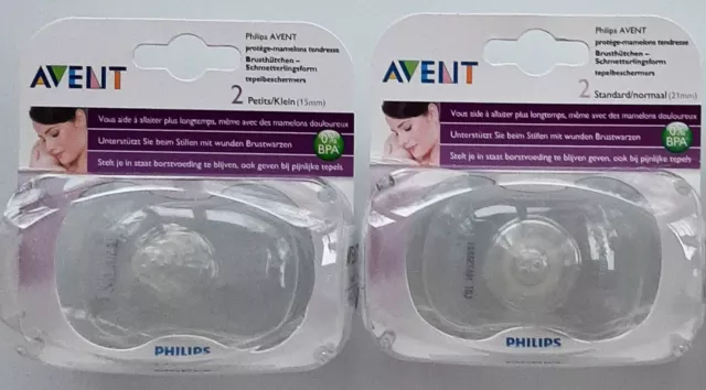 2 x Philips AVENT Brusthütchen in Box Stillhütchen klein 15 mm + standard 21 mm