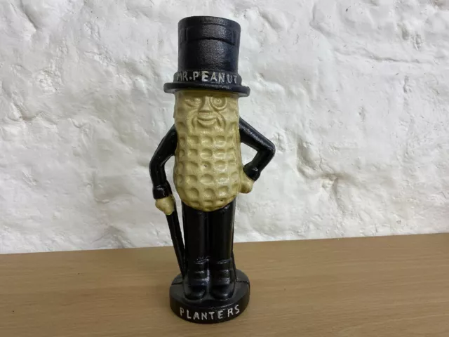 Large (10.5 inch) Cast Iron Planters Mr. Peanut Money Box Bank