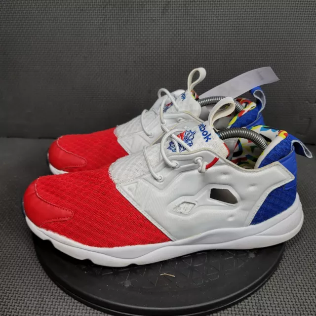 Reebok Furylite BF Shoes Mens Sz 9.5 White Red Slip On Trainers Sneakers 3