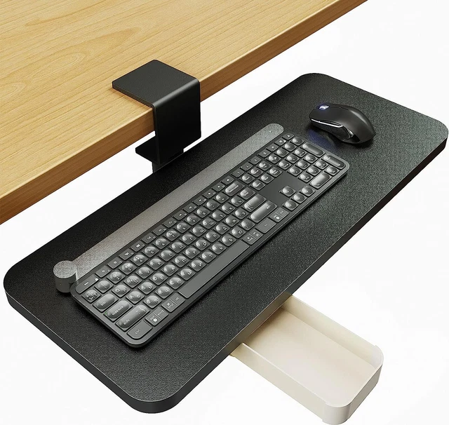 KEYBOARD TRAY UNDER Desk, 360 Rotating Keyboard Tray with Adjustable C