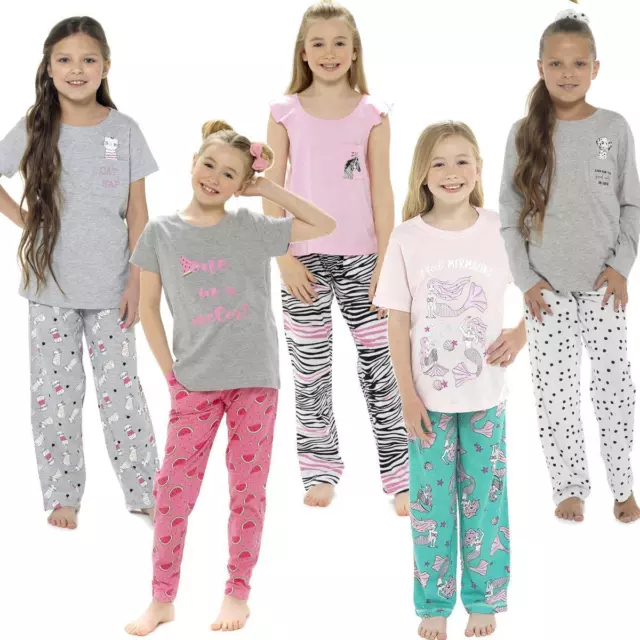 Girls Cotton Pyjamas Childrens PJs Kids Pyjama Set Age 5-13 Years