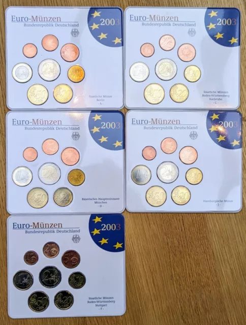 Kursmünzensatz 2003 Euro-Münzen Bundesrepublik Deutschland (A-J)