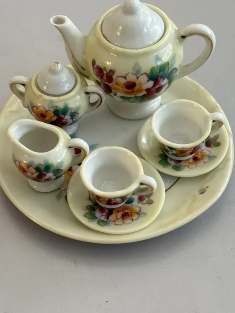 Rare (1940s) Miniature Japanese Hand Painted Fine Eggshell Bone China Tea Set