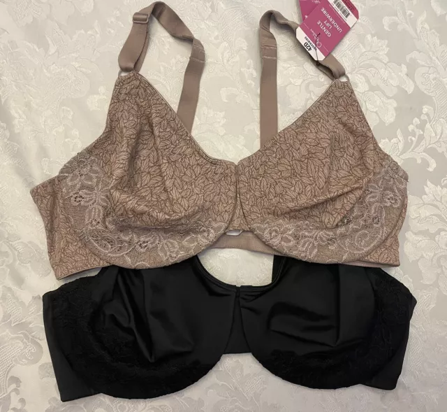 OLGA 2 PACK Bras Size 42D Underwire Gentle Lift Soft 2-Ply Cups Lace Detail  New $60.00 - PicClick