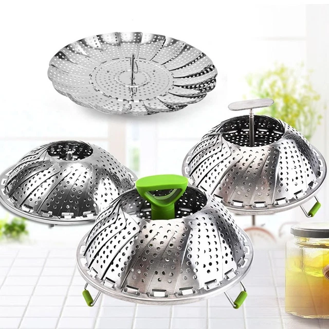 Cesta de vapor plegable extensible verduras vapor alimentos vaporizador cesta de vapor