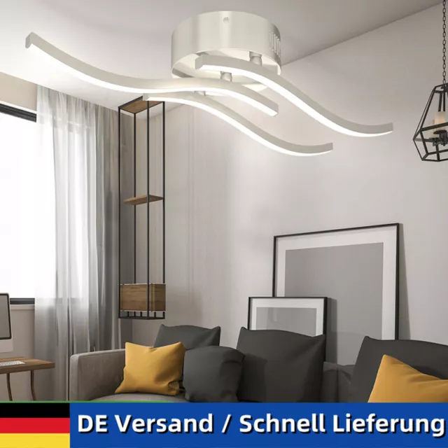 Modern 4 LED Beleuchtung Deckenleuchte Wohnzimmer Deckenlampe Acrylweiß Aluoptik