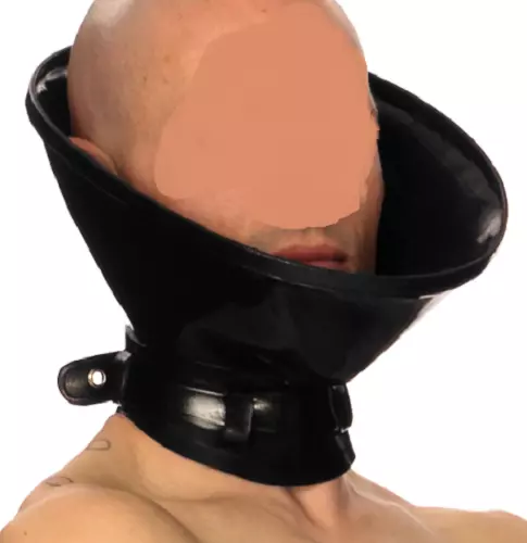 Das neue 100% Latex gummi rubber hood catsuit cosplay beiläufig party halsband