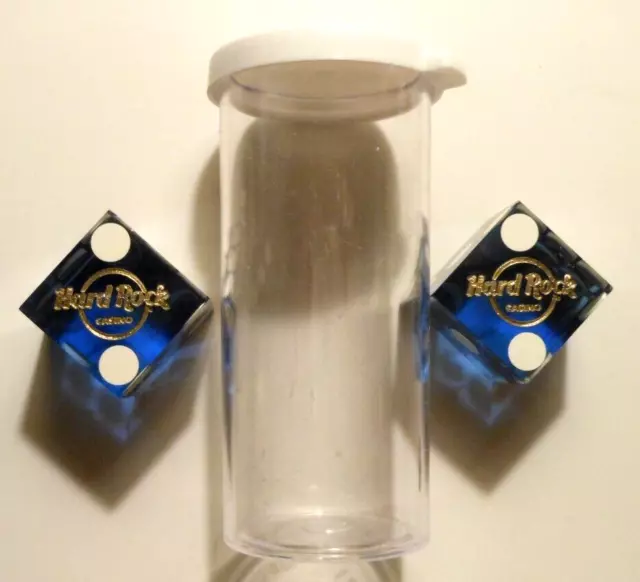 RARE CASINO DICE HARD ROCK CASINO LAKE TAHOE, NV. w/ tube / clear blue #4814