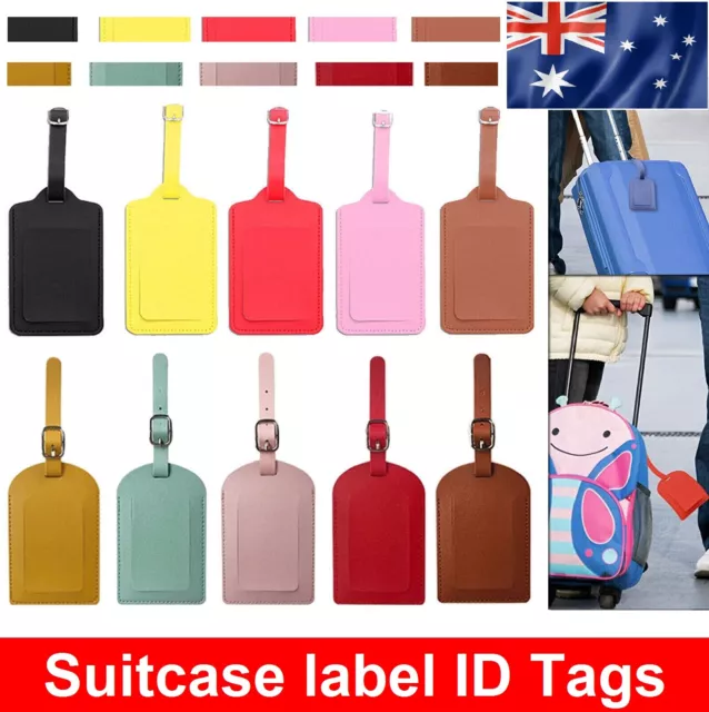 Leather Luggage Tags Suitcase ID Card Name Label Baggage Holiday Travel Address