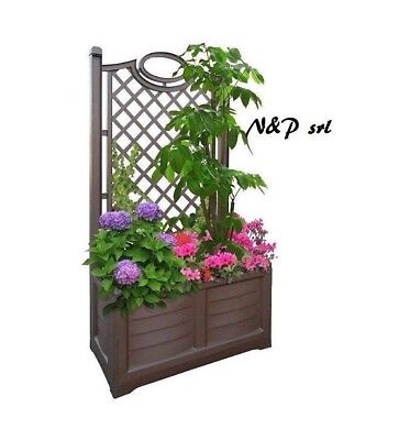 BAMA Fioriera in pvc 120lt con grigliato pannello spalliera traliccio grigio h150cm 