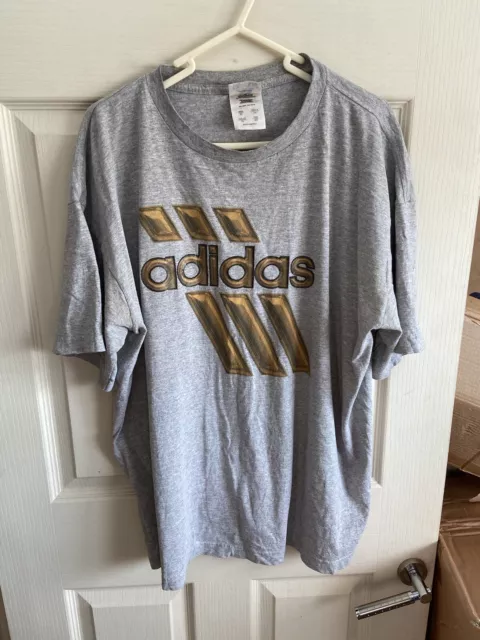 T-shirt uomo Adidas grigia con stampa vintage taglia XL
