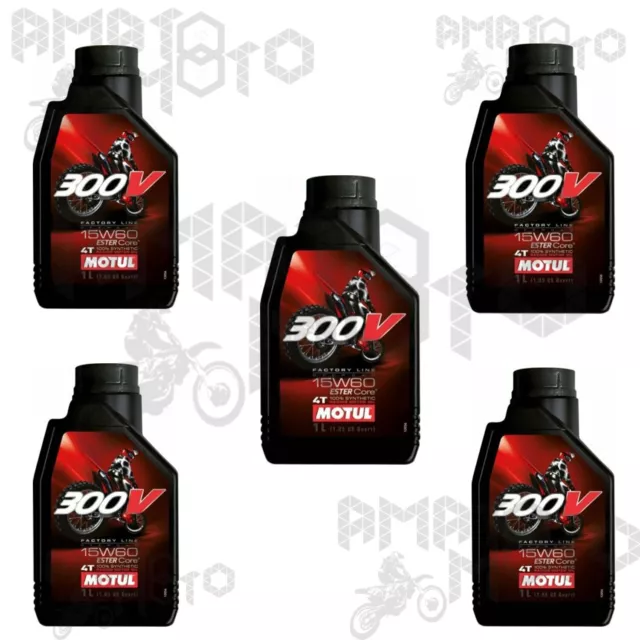 MOTUL 300V 15W60 4T Huile de Moteur pour Moto Factory Line Off Road 5 Litres