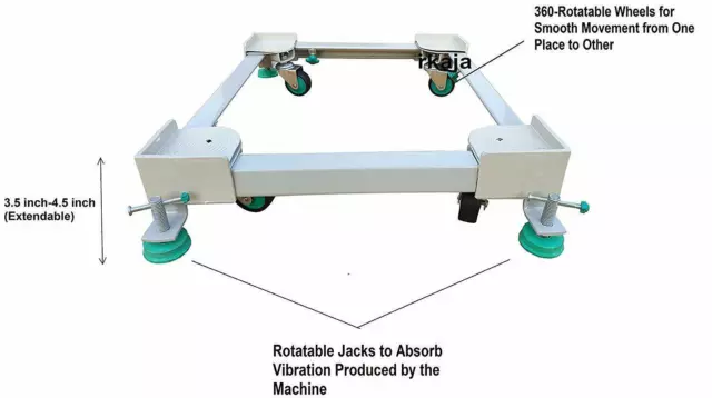 Adjustable Front/Top Load Washing Machine Stand Multi-functional 4 Wheel Trolley 2