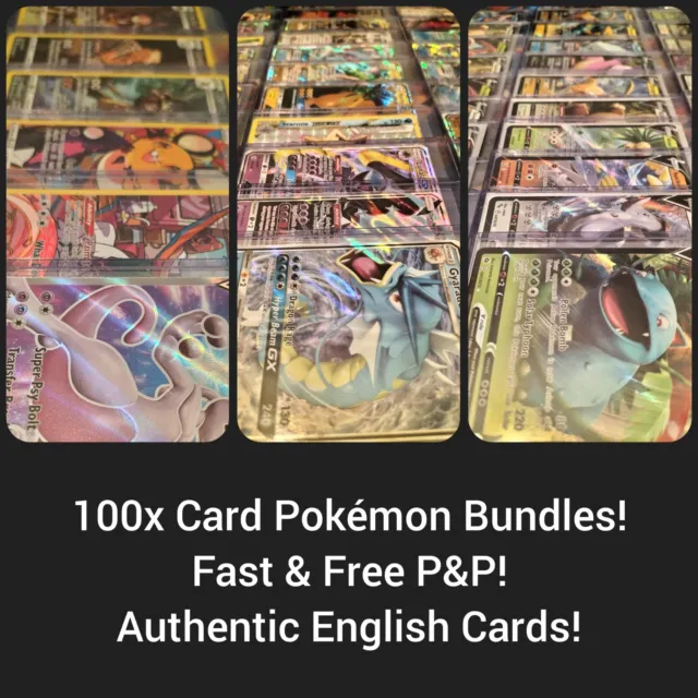 Pokemon Cards Premium Bundle Joblot - Ultra Rare Holos Rev Holo's Rares 100 Pack