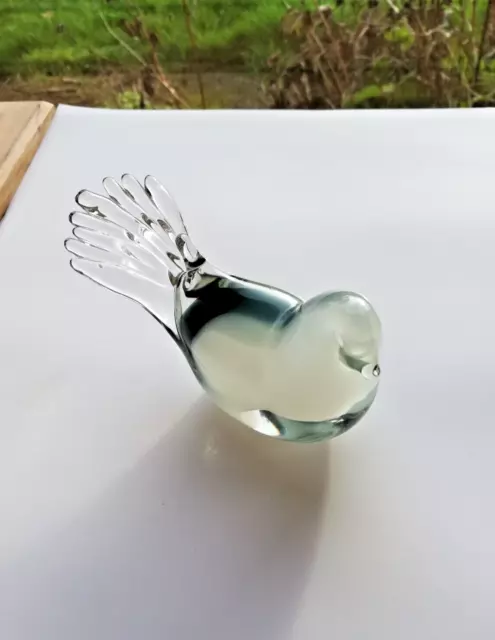 Seguso White, Slate Grey, Opaline Love  Bird Cased In Clear Glass. C1970s