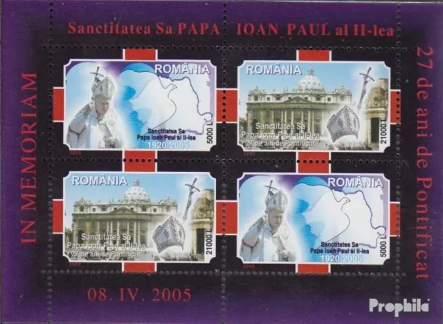 Rumania Bloque 353 (completa edición) nuevo con goma original 2005 Papa Juan Pau