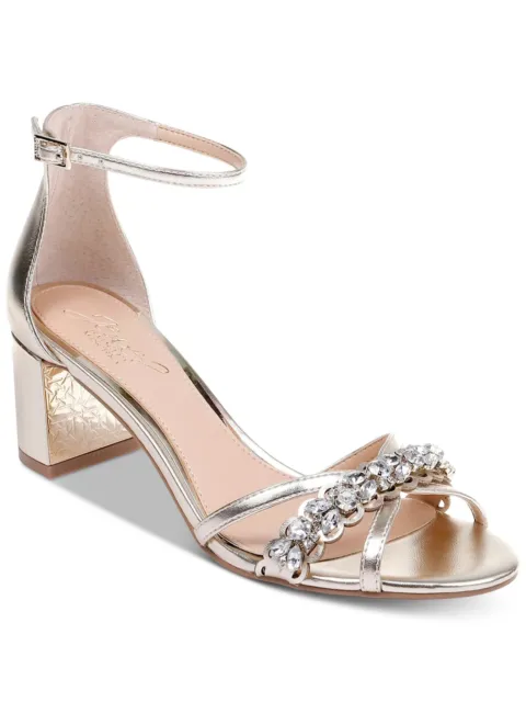 JEWEL BADGLEY MISCHKA Womens Silver Giona Round Toe Block Heel Sandals 6.5