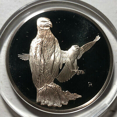 1973 Franklin Mint Robert Bird Marsh Hawk 2 Ounce .925 Silver Proof Medal