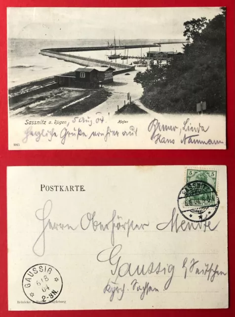 AK SASSNITZ auf Rügen 1904 Hafen   ( 99637