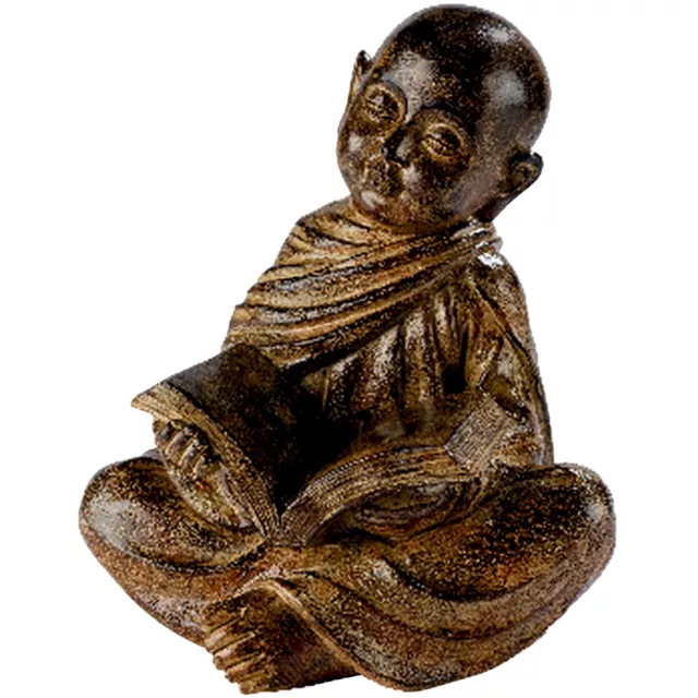 Decorative Stone Finish Reading Buddha Buddhist Ornament Statue Figure Figurine