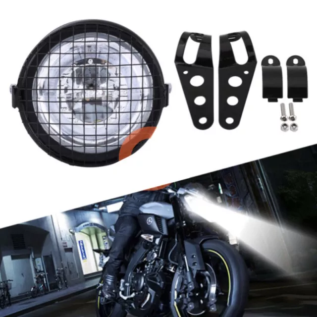 LED Motorcycle Headlamp 7 Inch Motorbike Refit Headlight DC 12V Scooter Black