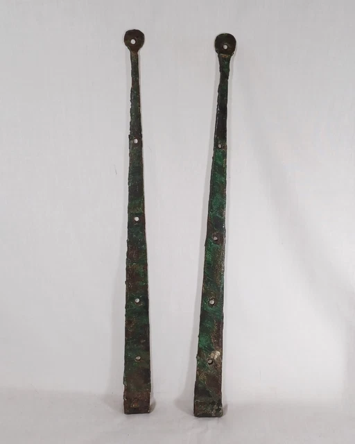 Antique Wrought Iron Barn Door Strap Hinge Set, 19"