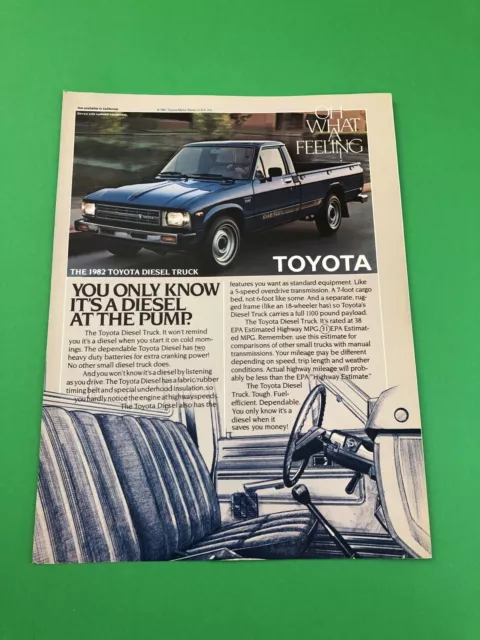 1982 1983 Toyota Diesel Pick Up Truck Original Print Ad Advertisement