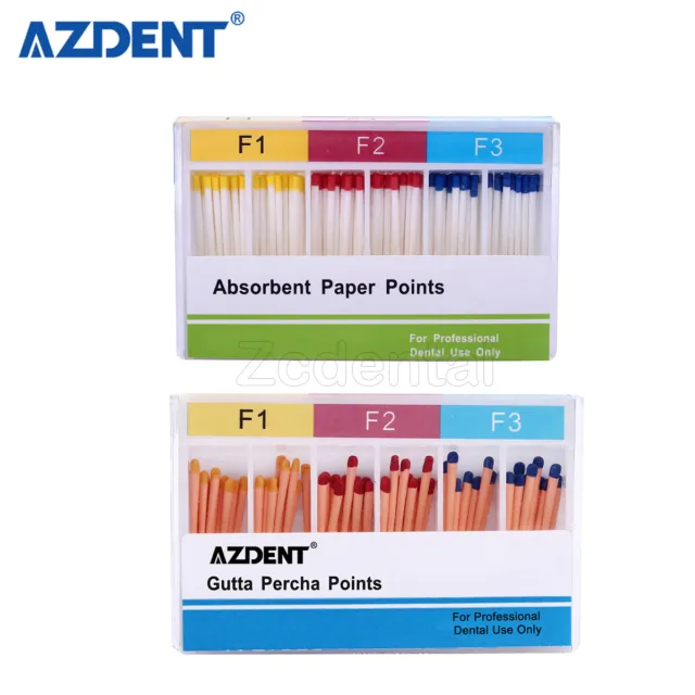 AZDENT Dental Endodontic Gutta Percha Tips &Absorbent Paper Endo Root Use F1F2F3