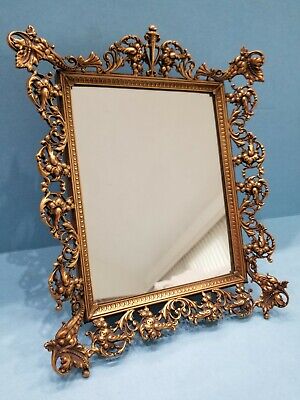 Antique Very Heavy Victorian Picture Frame + Mirror. Brass or Bronze Art Decor